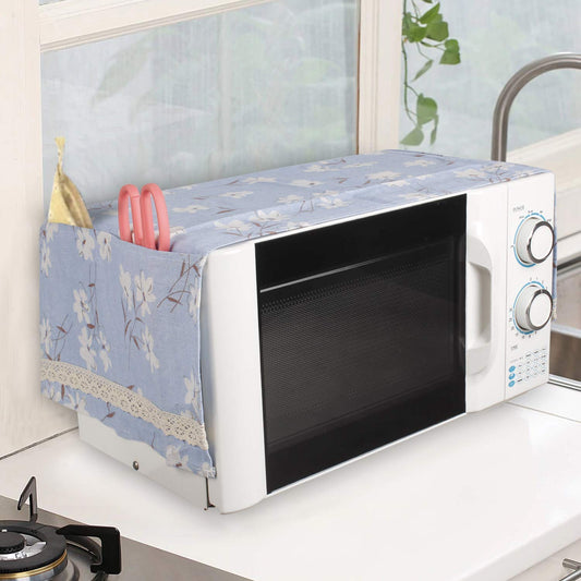Colorful Pastoral Style Microwave Oven Hood Double Pockets Waterproof Microwave Towel Anti-oil Dust Cover With Storage Bags