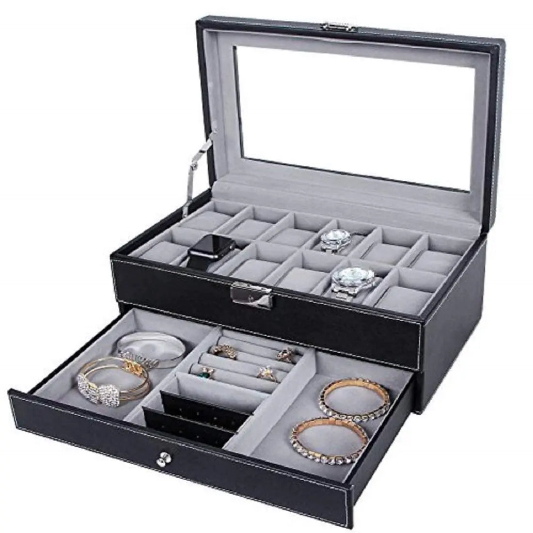 12 Slot Watch and Sunglasses Organizer for Men, Jewelry Display Watch Box Deliverr.pk