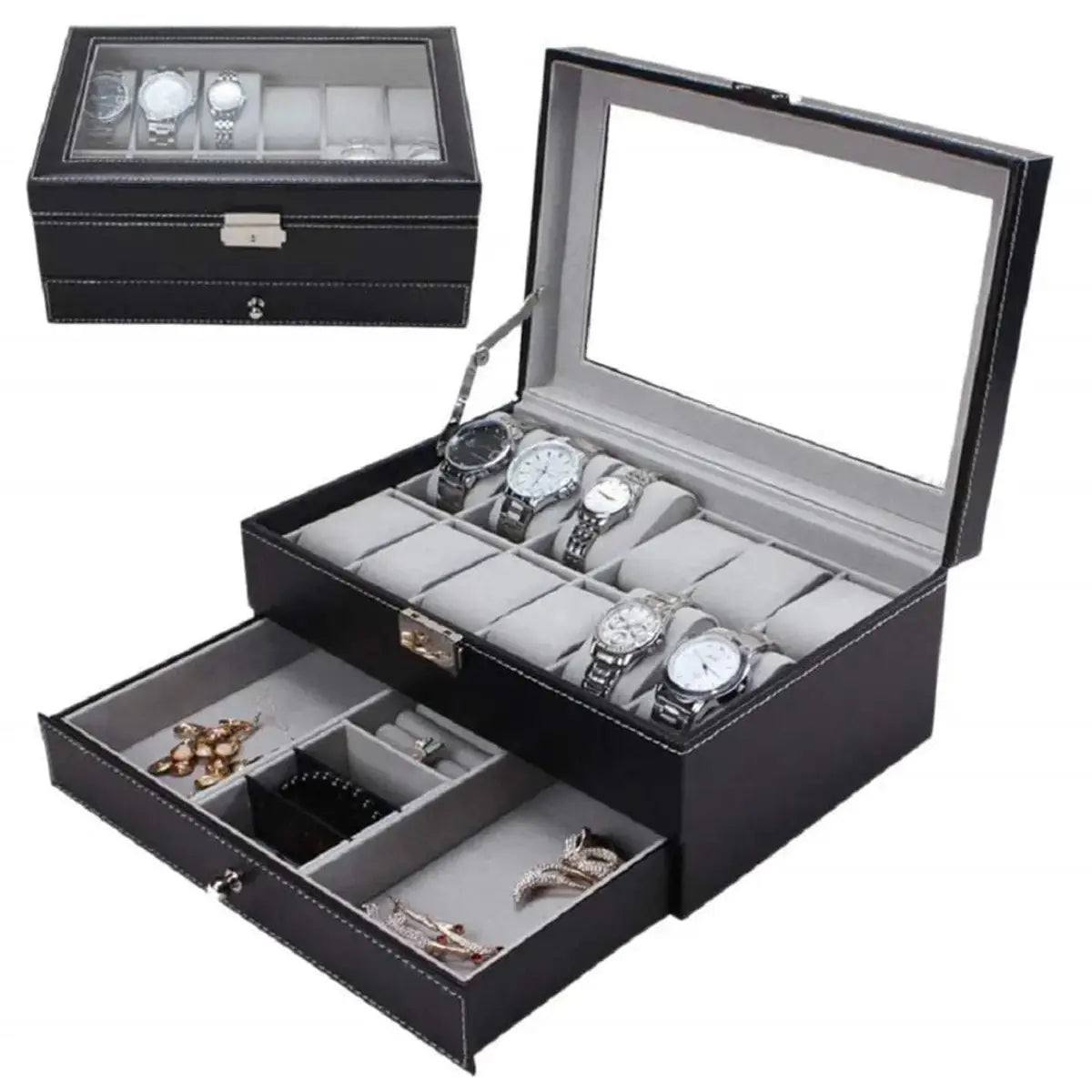 12 Slot Watch and Sunglasses Organizer for Men — Jewelry Display Watch Box