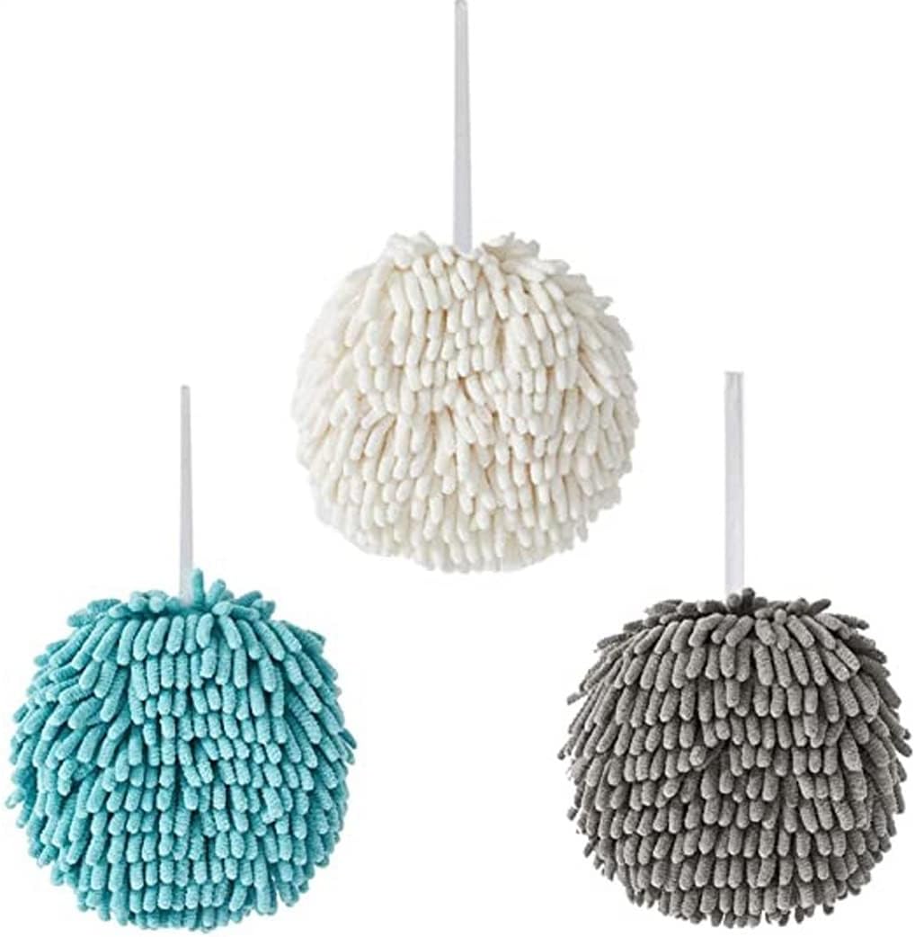 Bathroom Chenille Hand Towels Wipe Hand Towel Ball Kitchen with Hanging Loops Quick Dry Soft Absorbent Microfiber Towels - Deliverrpk
