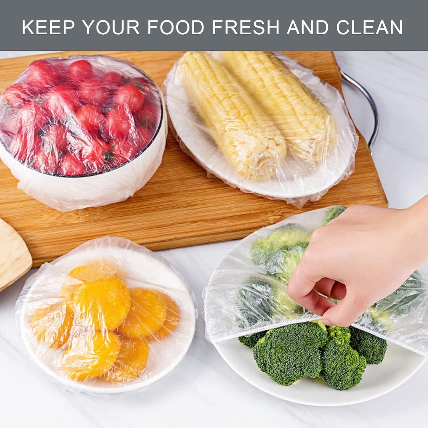 100pc Disposable Cling Film Cover Household Refrigerator Food Fruit Preservation Cover Dust-proof Plastic Fresh-keeping Cover