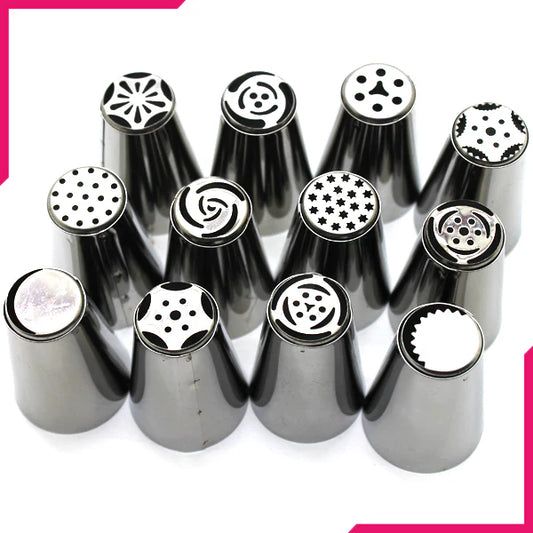 10pc/set Cake Mold Tips Steel Stainless 12pcs Russian Icing Piping Nozzle Tools