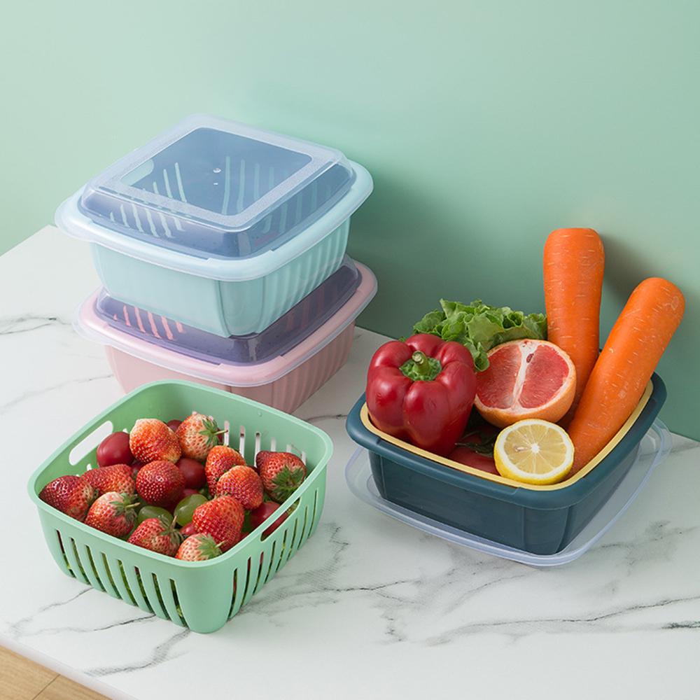 Strainer Basket Double Drain Basket Washing Kitchen Refrigerator Strainer Vegetable Fruit Storage Dry Storage Double-Layer Sink Filter Shelf kitchen - Deliverrpk
