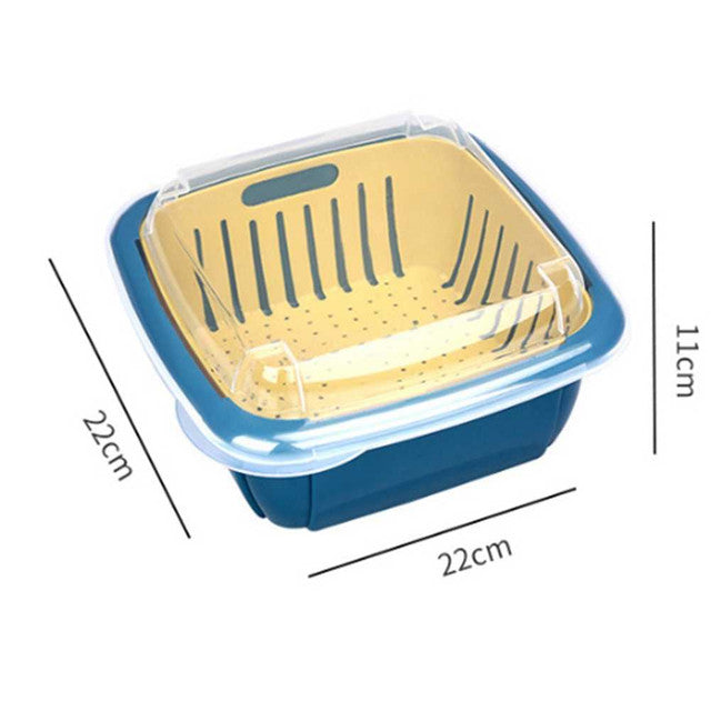 Strainer Basket Double Drain Basket Washing Kitchen Refrigerator Strainer Vegetable Fruit Storage Dry Storage Double-Layer Sink Filter Shelf kitchen - Deliverrpk