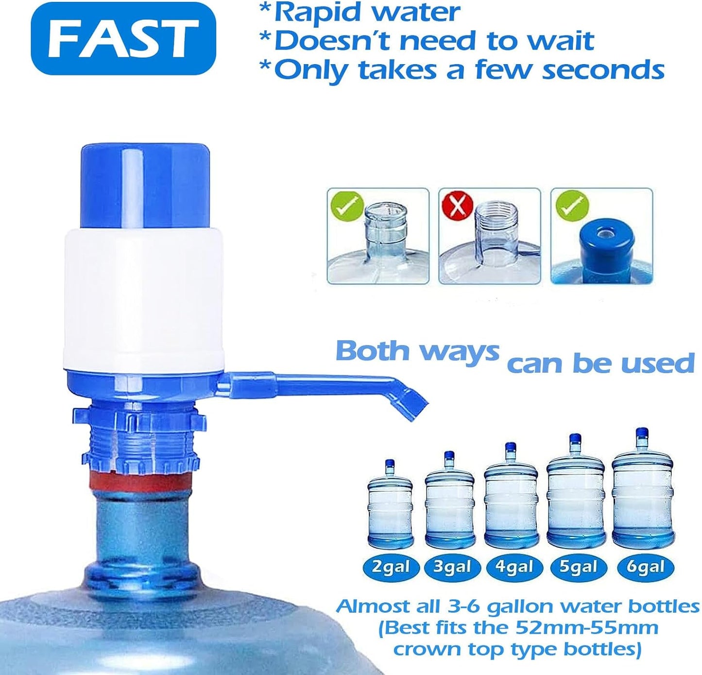 Manual Water Pump Dispenser For 19 liter Water Cans Large - Blue & White Deliverrpk