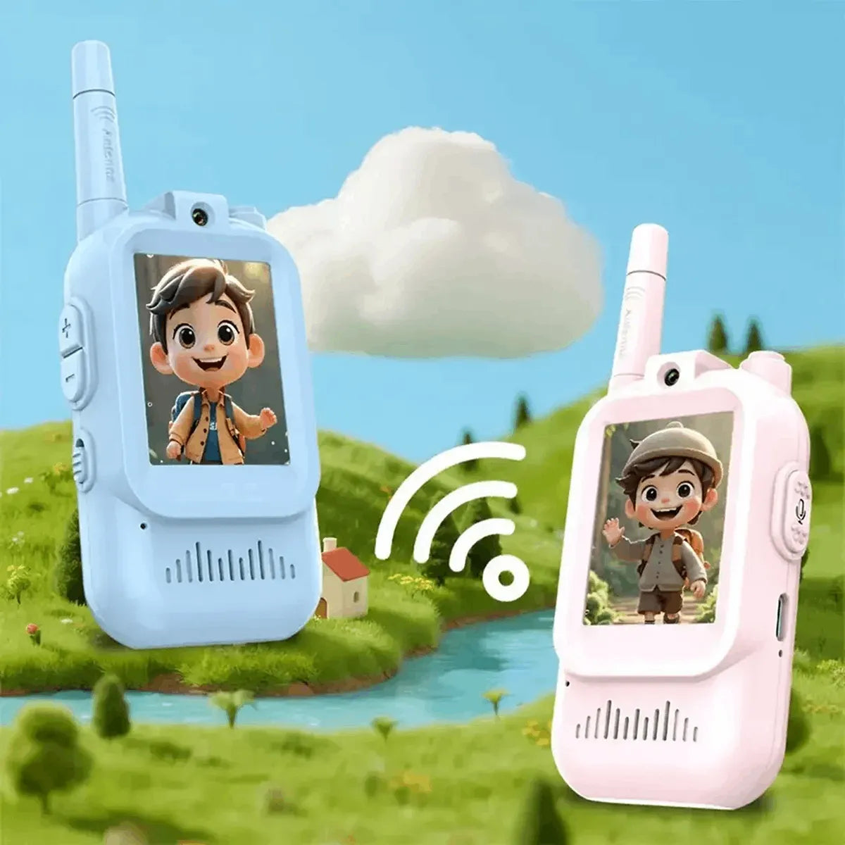 2Pcs Kids Video Walkie Talkie โ Rechargeable Communication Toys