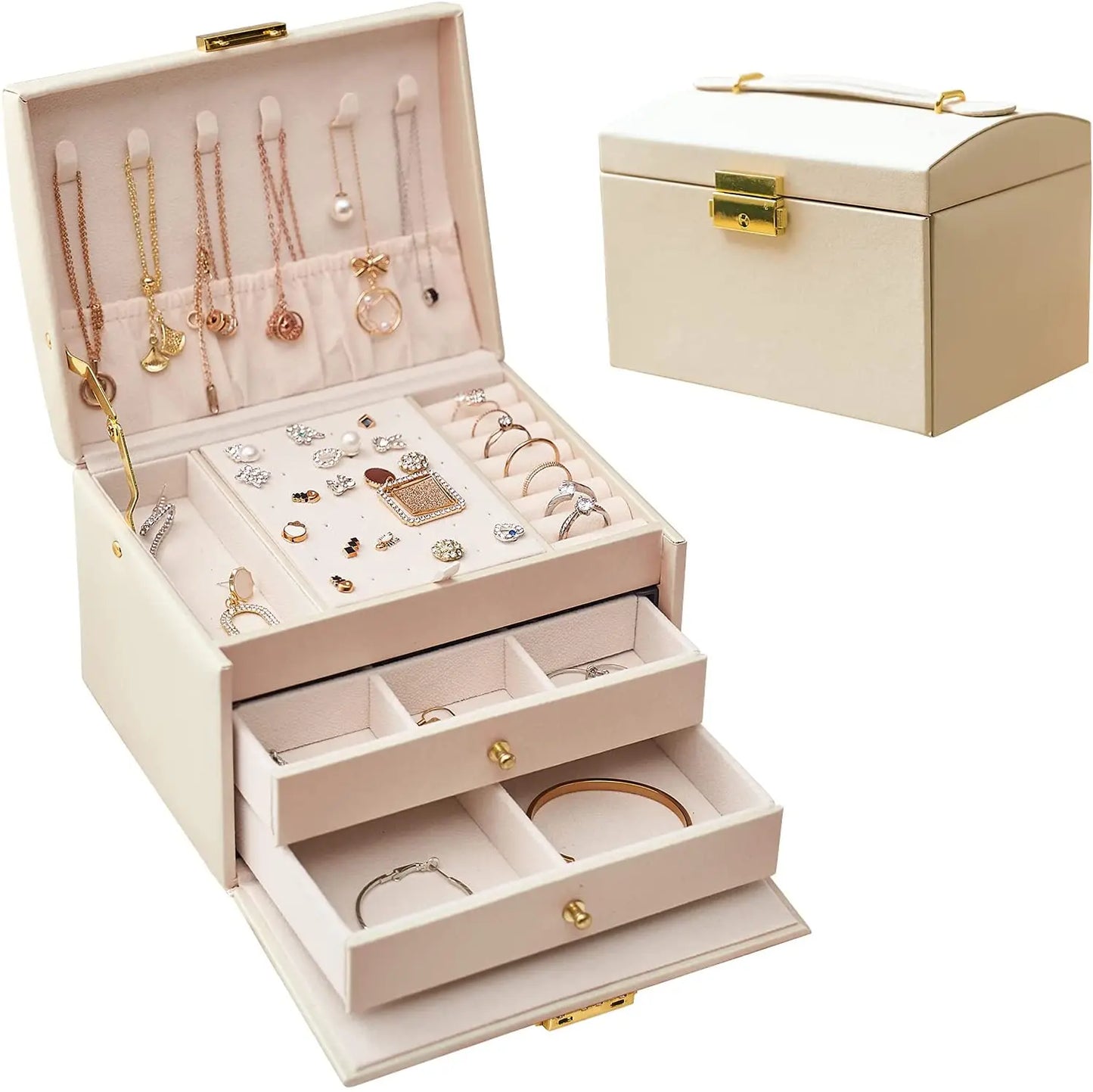 3-layer Jewelry Organizer Box with Lock deliverrPK