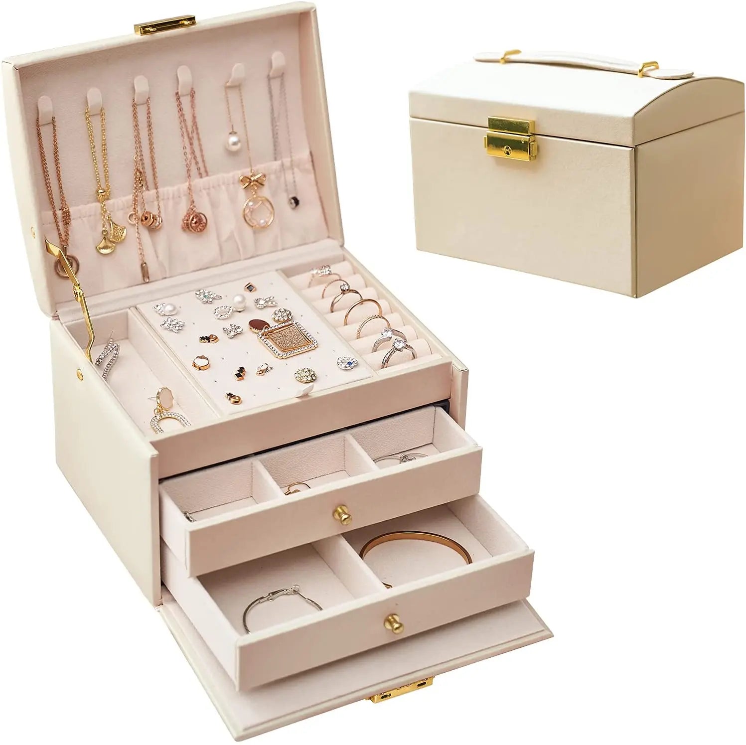 3-layer Jewelry Organizer Box with Lock deliverrPK