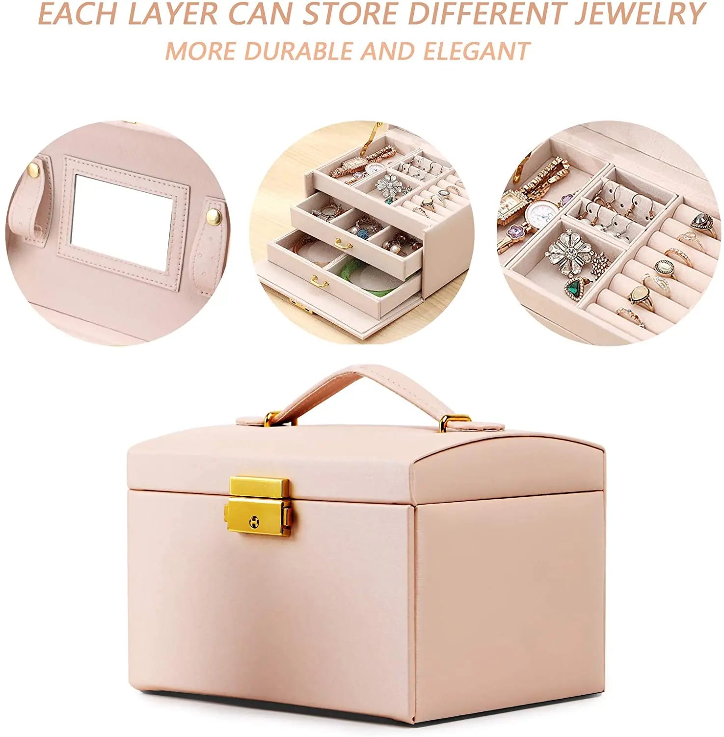 3-layer Jewelry Organizer Box with Lock deliverrPK
