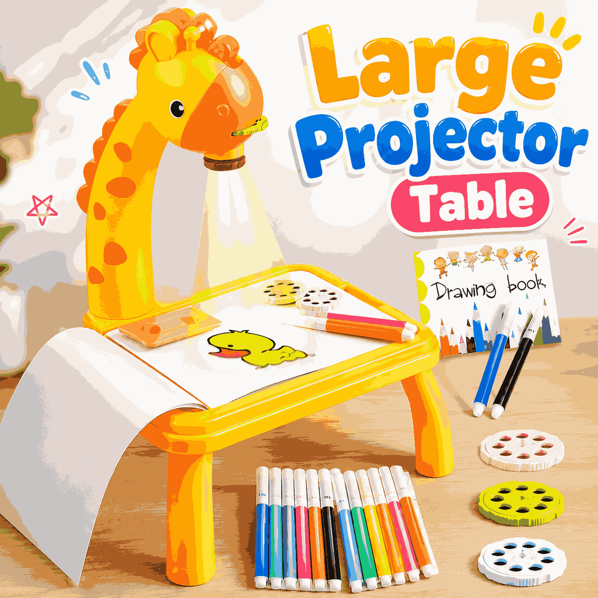 3 In 1 Kids Painting Drawing Activity Kit Projector Table (Random Color)