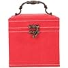 Three Layer Velvet Jewelry Box with Mirror and Decorative Handle