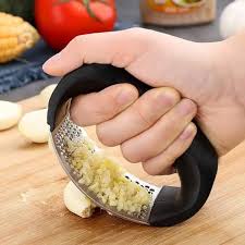 Manual garlic press rocker with handle stainless steel garlic crusher squeezer slicer mincer metal ginger garlic chopper kitchen gadget tool garlic cutter creative hand press garlic tools kitchen gadgets tool for garlic paste - Deliverrpk