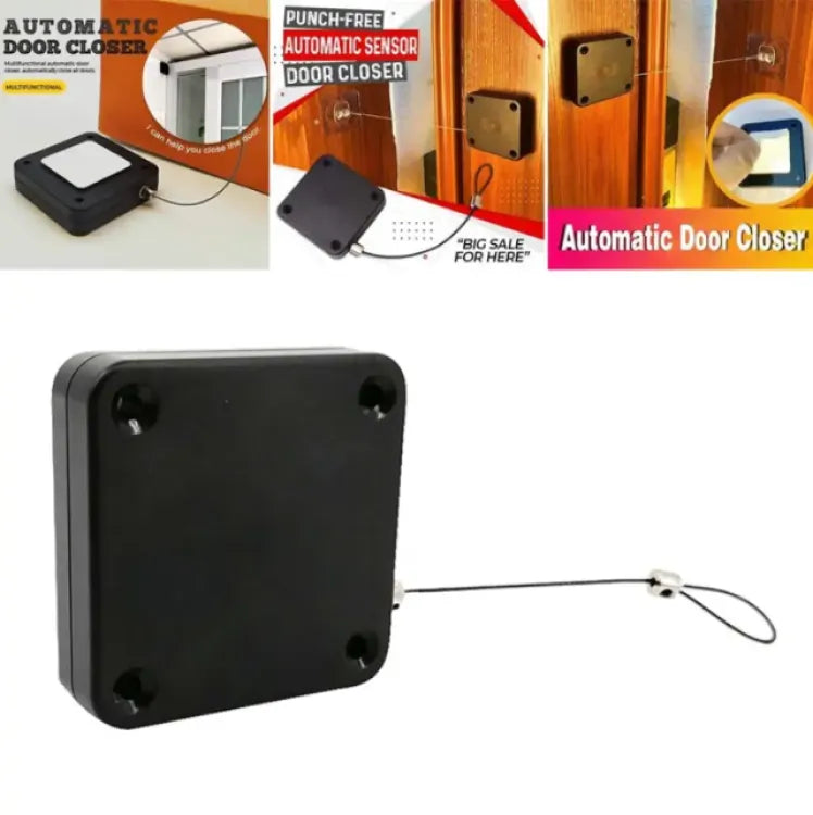 Multifunctional Automatic Door Closer Punch-Free Automatic Sensor Door Closer (800g Pull, Wire Rope Length 1.2m) Easy to Install for Various Doors Black Color Door Draft - Door Closer - Deliverrpk