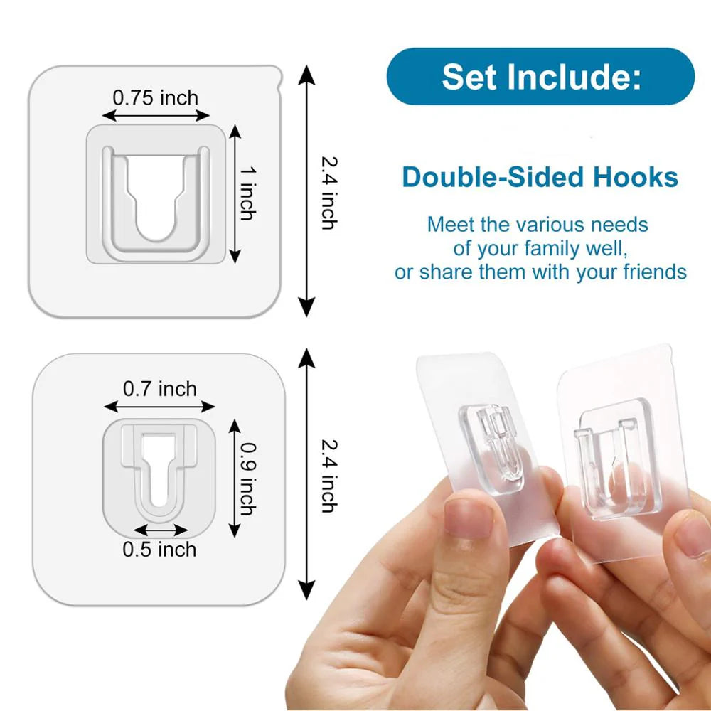 1 Pair Double-sided Adhesive Wall Hooks Suction Cup Hooks stick hook Heavy Duty Sticky Wall & Ceiling & Door Nail Free Clear Hook for Bathroom and Kitchen No Scratch Waterproof and Oilproof Sticker - Deliverrpk