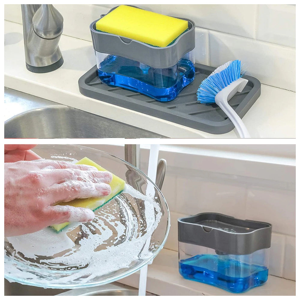 Combo Deal Liquid Soap Pump Dispenser 2-in-1, Soap Pump, Sponge Caddy, Kitchen with Multifunction Collapsible Cutting Board Dish Tub, Drain Basket Vegetable Basin,3 in 1 Sink Folding Cutting Board - Deliverrpk