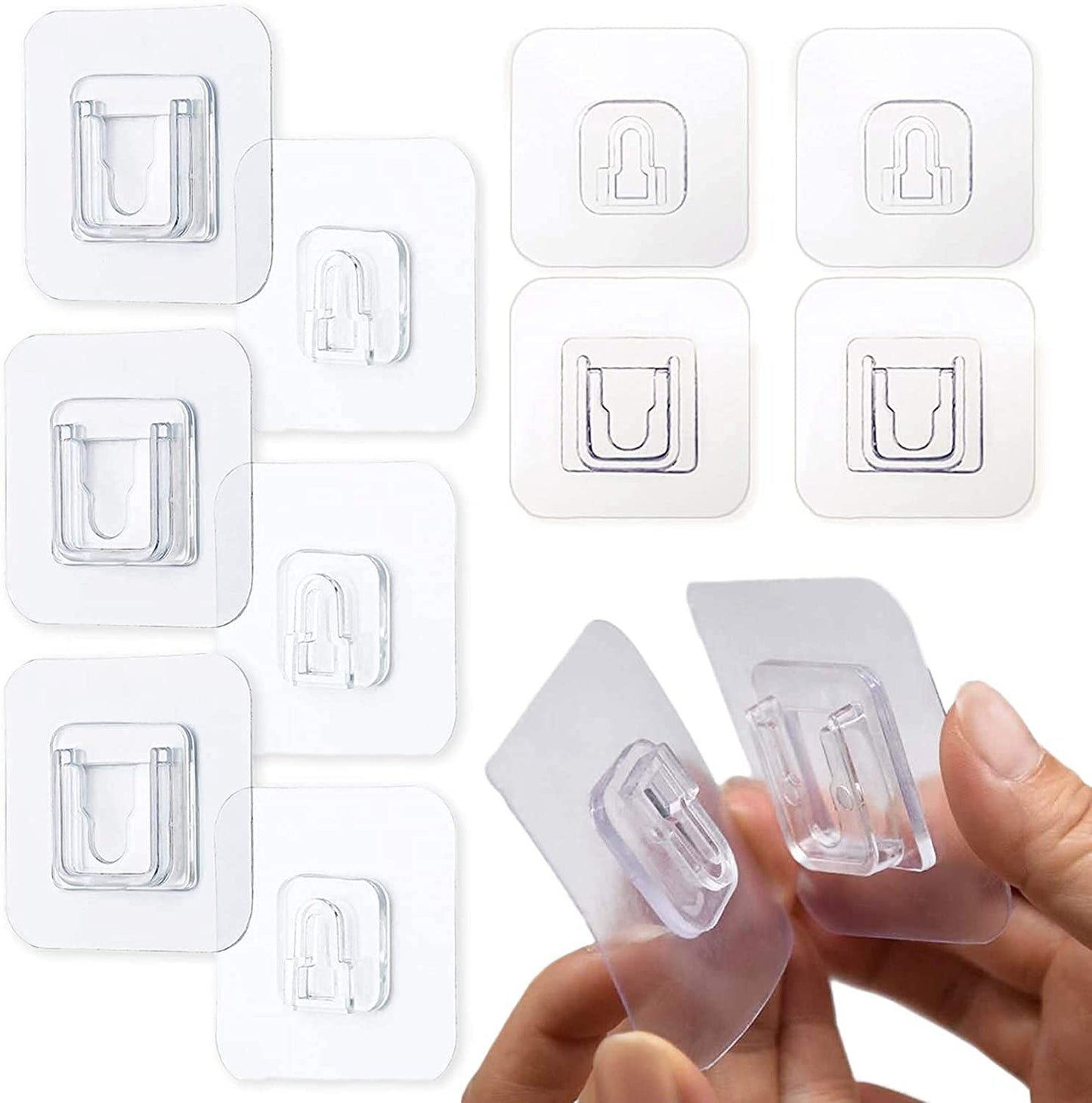 1 Pair Double-sided Adhesive Wall Hooks Suction Cup Hooks stick hook Heavy Duty Sticky Wall & Ceiling & Door Nail Free Clear Hook for Bathroom and Kitchen No Scratch Waterproof and Oilproof Sticker - Deliverrpk