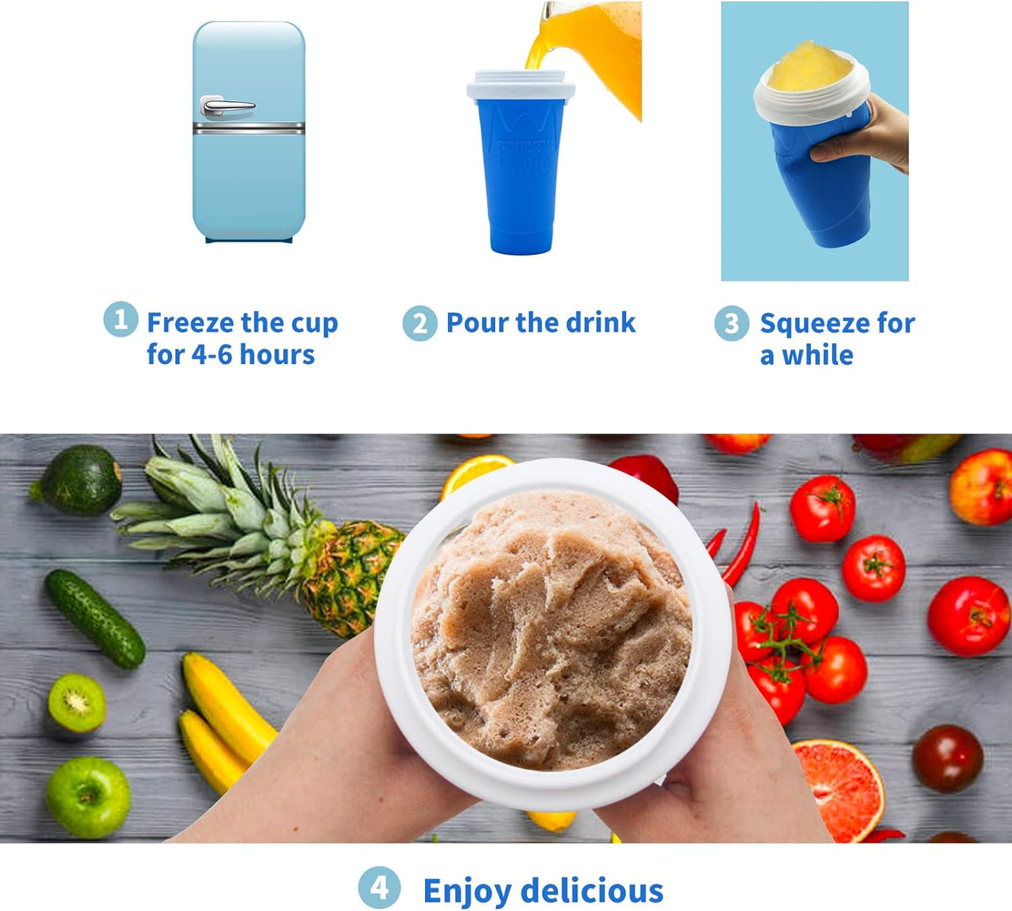 Smoothies Cup Eco-friendly Double Layer Silicone Slushy Ice Cream Maker for Home - Deliverrpk