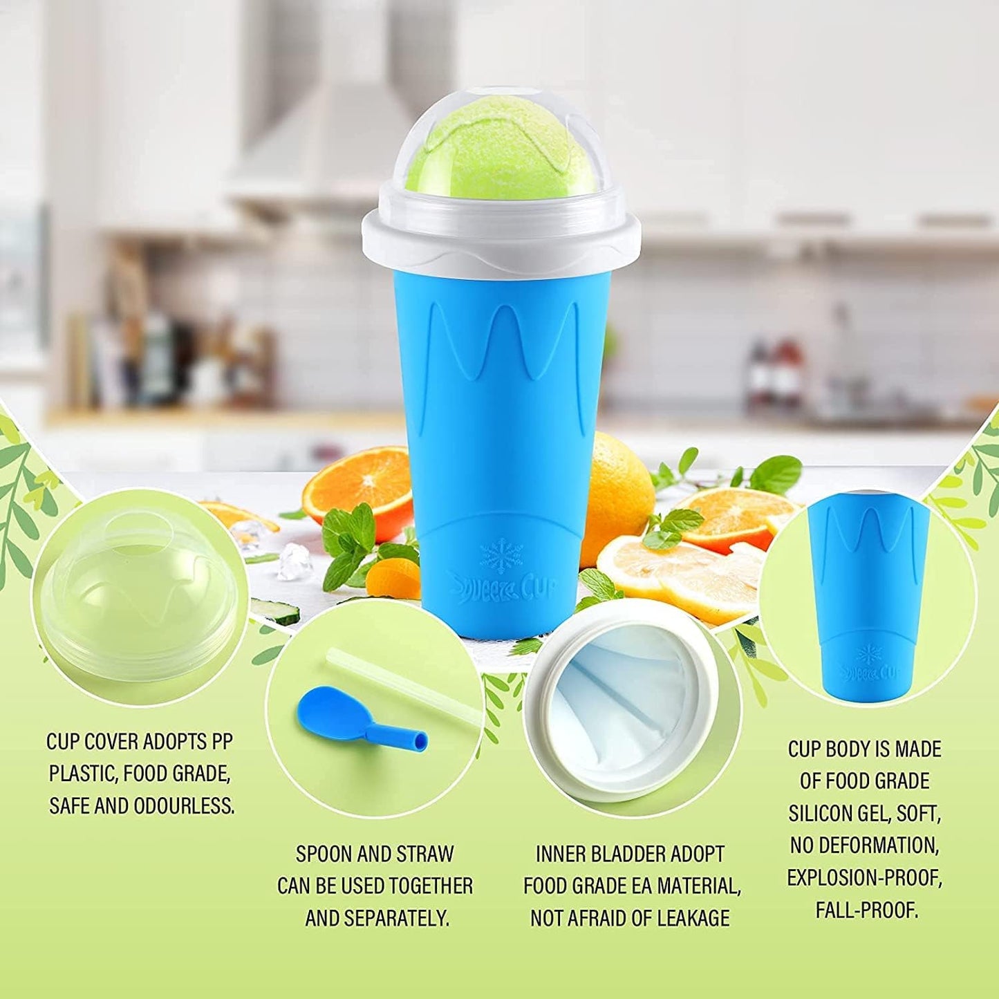 Smoothies Cup Eco-friendly Double Layer Silicone Slushy Ice Cream Maker for Home - Deliverrpk
