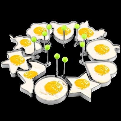 Fried Egg Mold, Pack of 4 Stainless Steel Egg Ring Egg Shaper Pancake Mold Heart/Round/Star/Flower Shapes