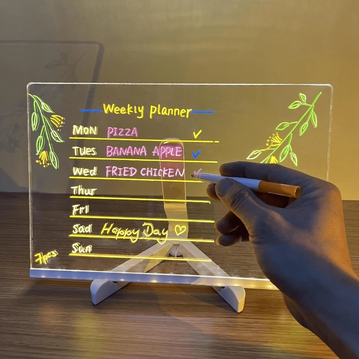 Acrylic LED Board With Colorful Night Light 7 Neon Pens - Deliverrpk