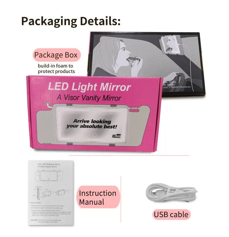 Car Visor Mirror with LED Lights - Deliverrpk
