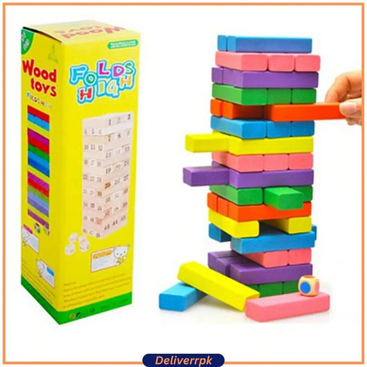 Colorful Wooden Tumble Tower Game - Deliverrpk