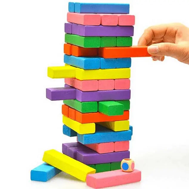 Colorful Wooden Tumble Tower Game - Deliverrpk