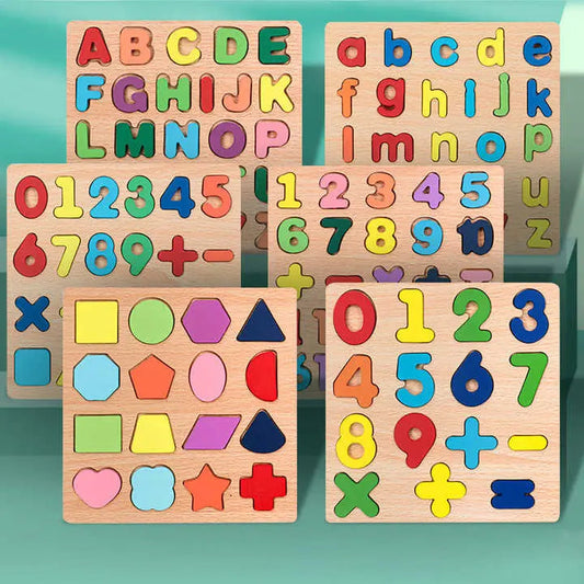 Early Educational wooden Colorful 3D Numbers Shapes and Alphabets Toynix
