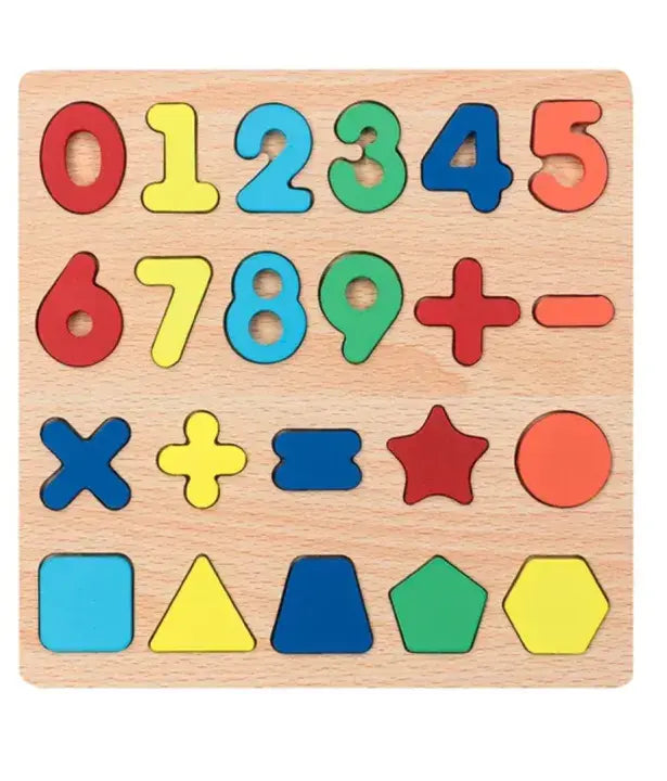 Early Educational wooden Colorful 3D Numbers Shapes and Alphabets Toynix