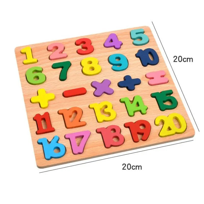 Early Educational wooden Colorful 3D Numbers Shapes and Alphabets Toynix