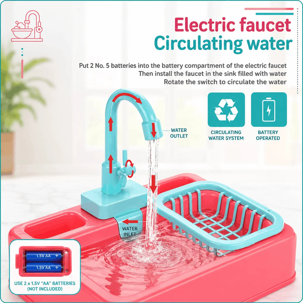 Electric Kitchen Sink Play set with Running Water-deliverrpk