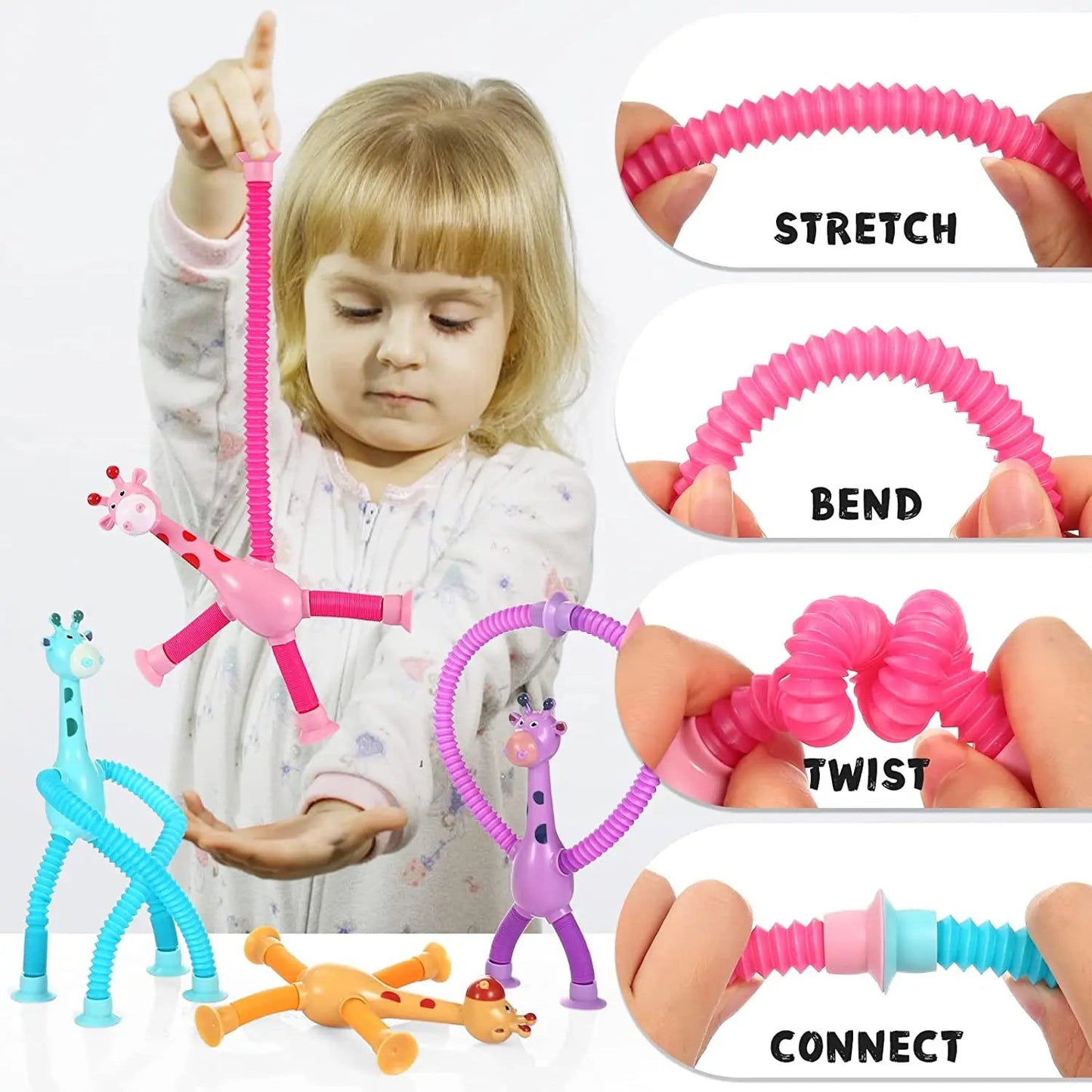 Telescopic Giraffe Toy with Suction Cup Cartoon Toy - Toynix