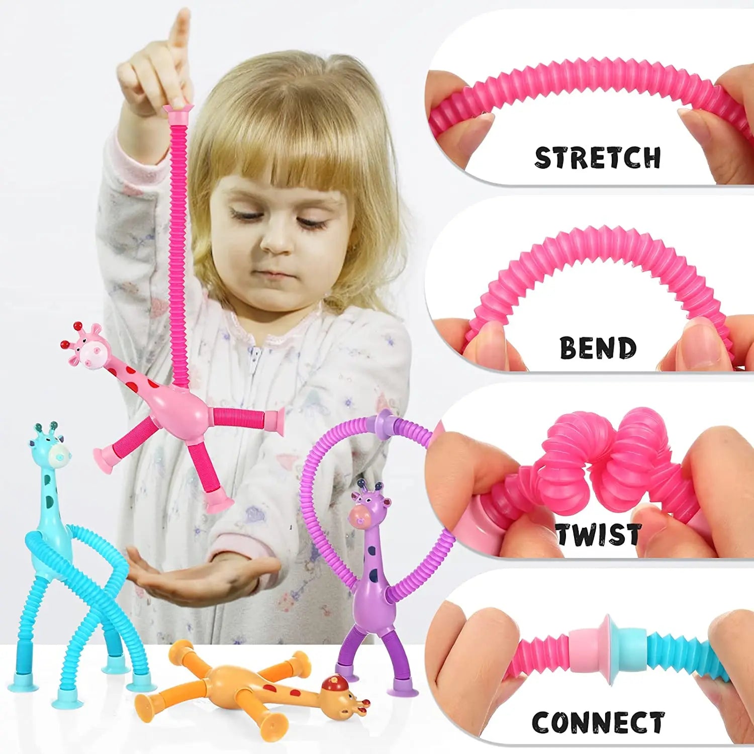 Telescopic Giraffe Toy with Suction Cup Cartoon Toy - Toynix