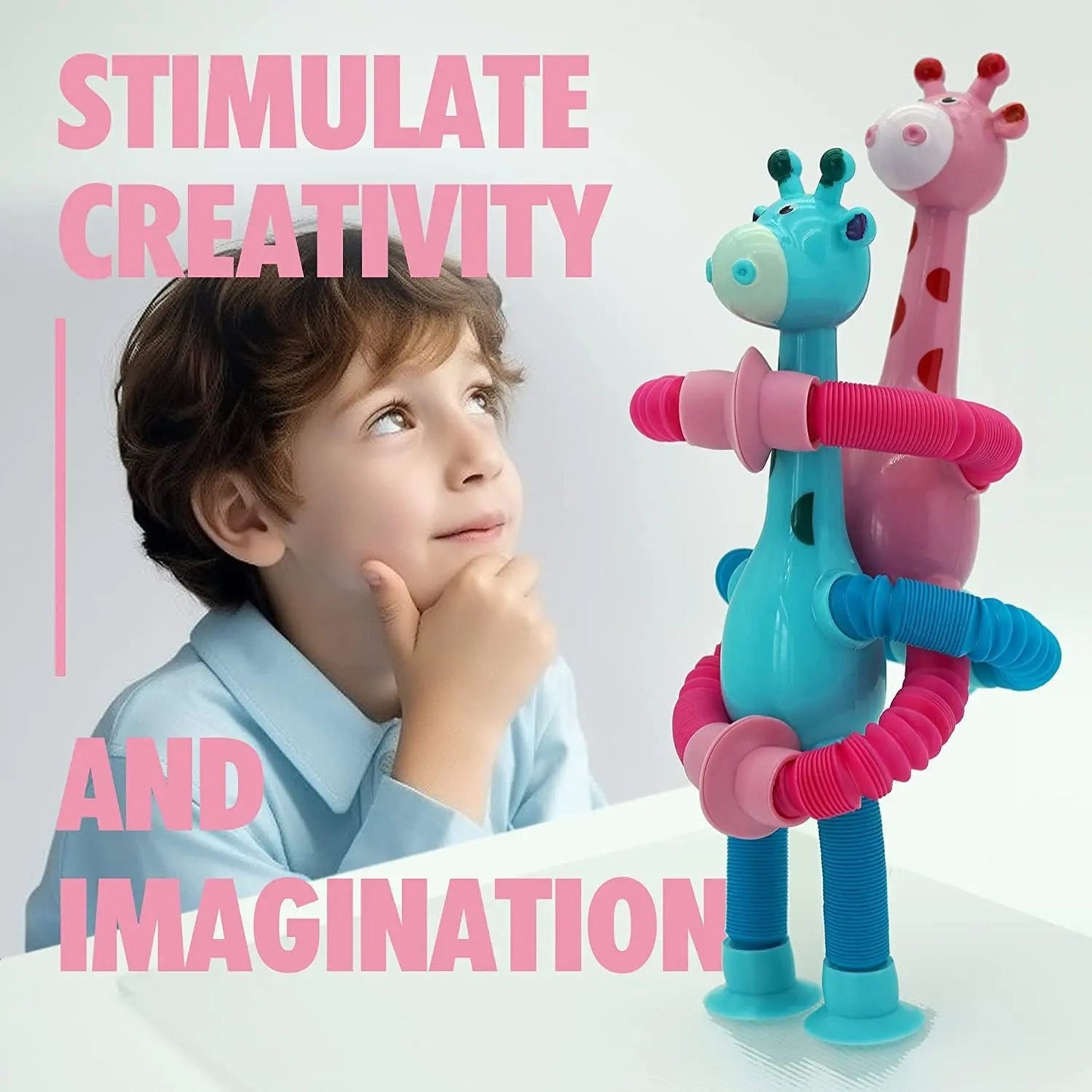 Telescopic Giraffe Toy with Suction Cup Cartoon Toy - Toynix