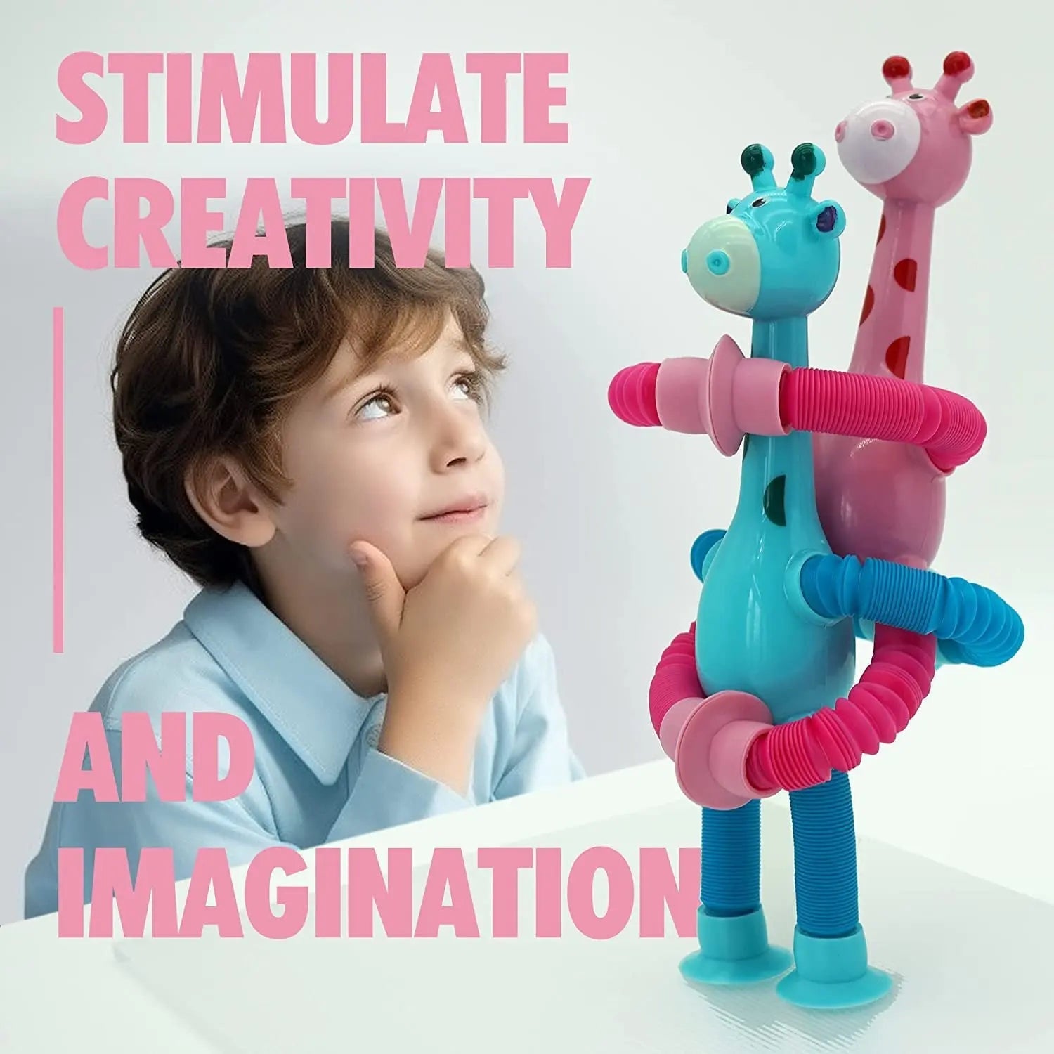 Telescopic Giraffe Toy with Suction Cup Cartoon Toy - Toynix
