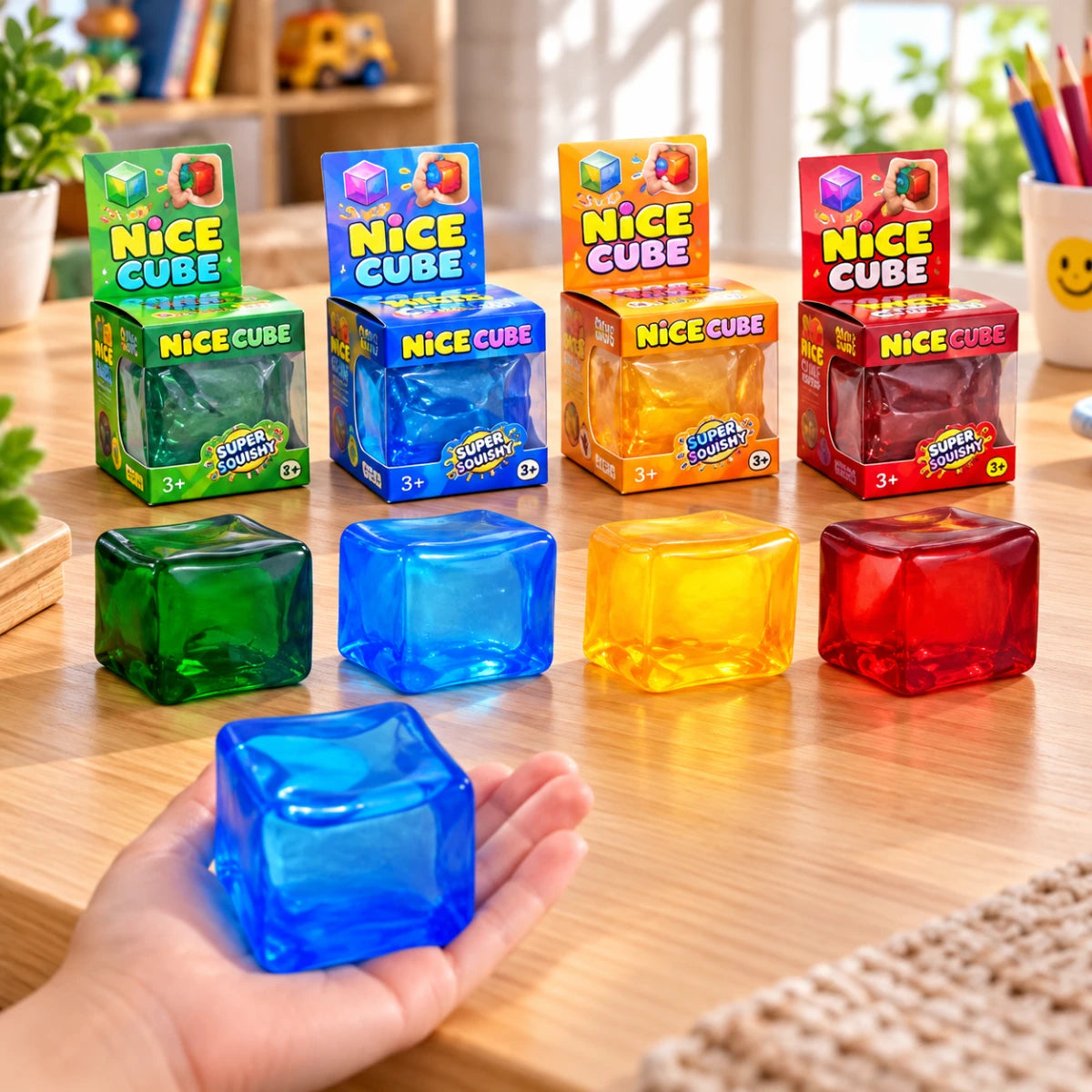 Squeeze Cube Stress Relief Toy Colorful Fidget Cube for Kids
