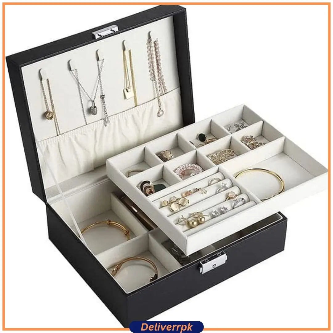 Two Layer Jewelry Storage Box Deliverr.pk