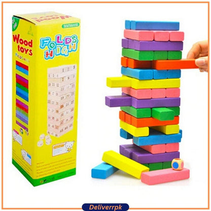 Colorful Wooden Tumble Tower Game - Deliverrpk