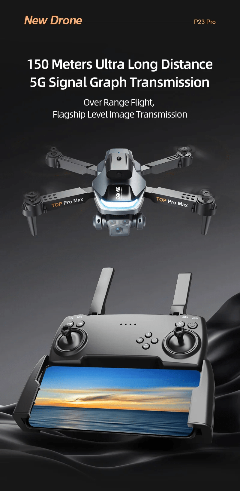 P23 Pro Intelligent Obstacle Avoiding Drone - Foldable Drone - Toynix