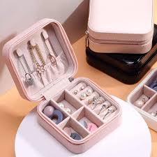 Portable Travel Mini Jewelry Box PU Leather material portable, ideal for travelling, for necklace and rings