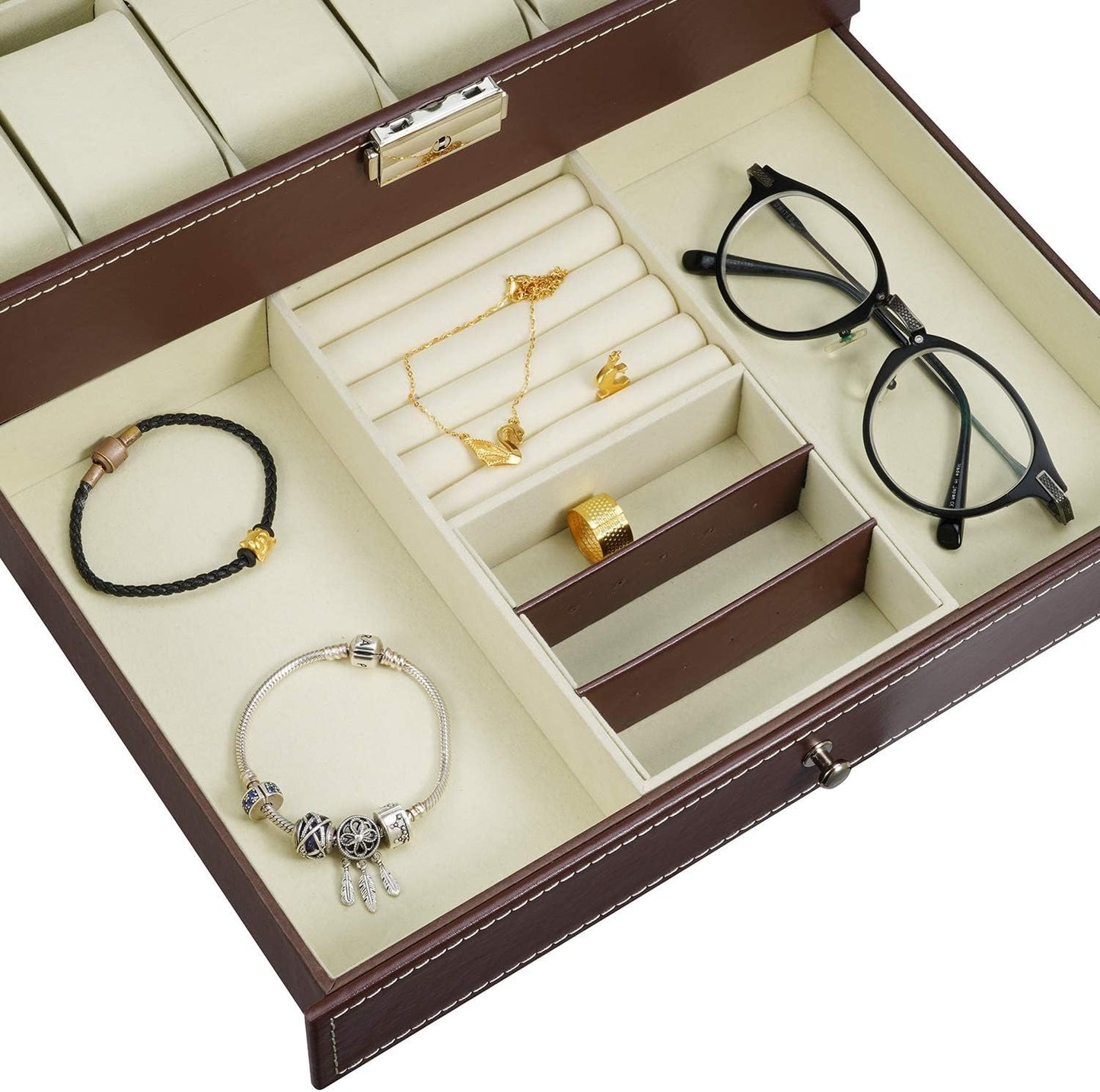 12 Slot Watch and Sunglasses Organizer for Men — Jewelry Display Watch Box