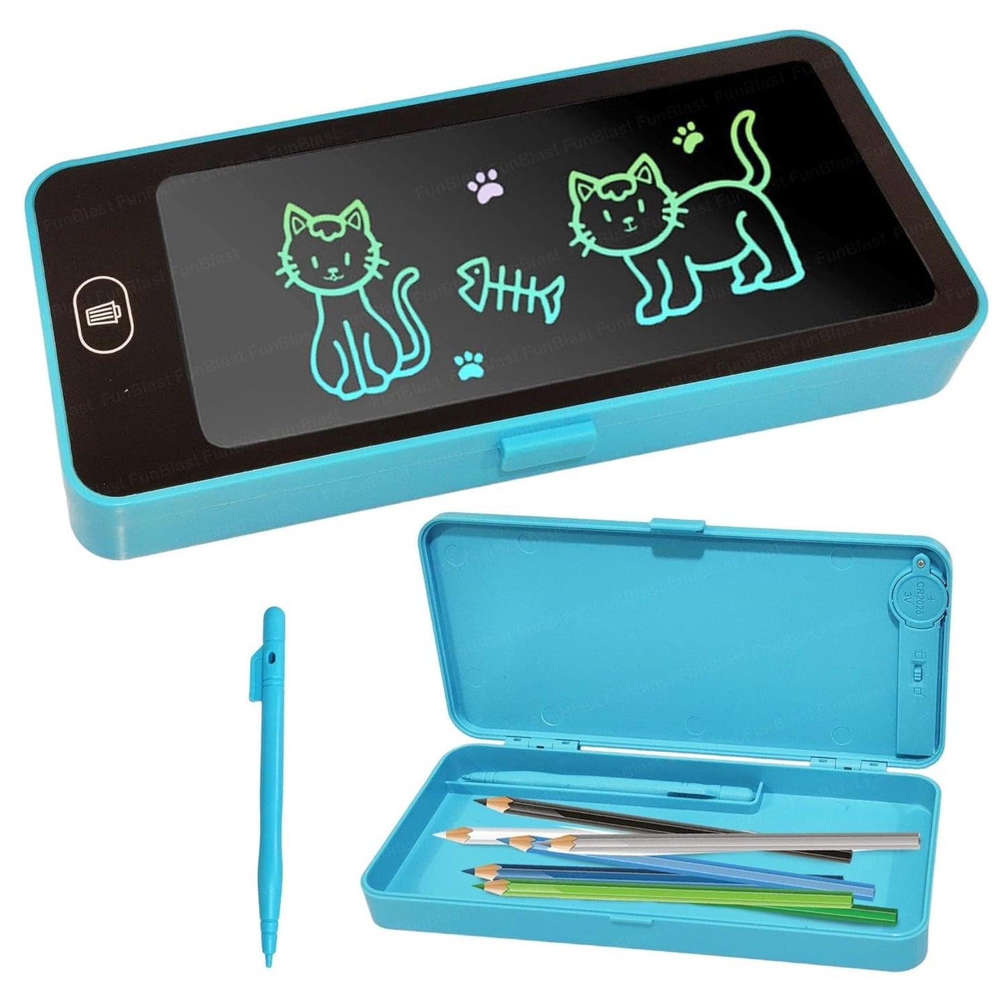 LCD Writing Tablet Pencil Box - Drawing Board Case with Erase Button - Toynix