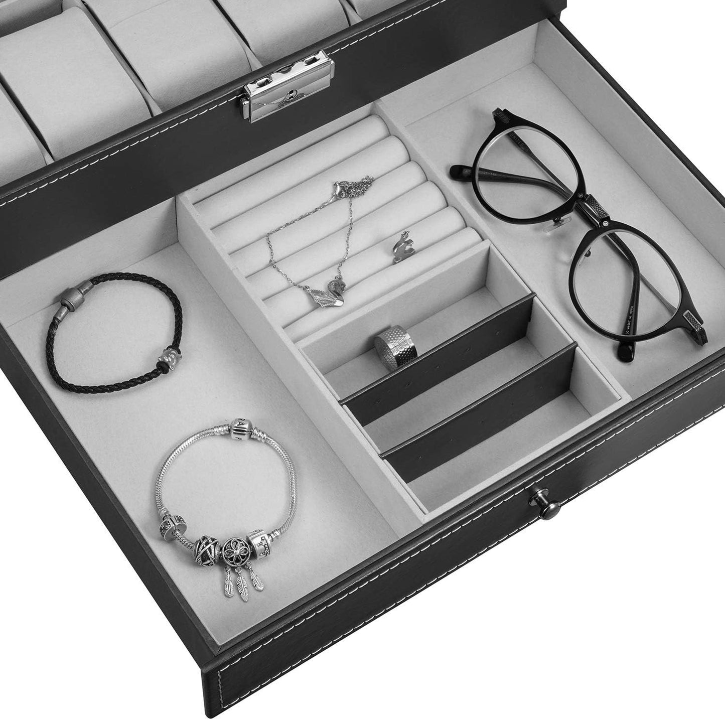 12 Slot Watch and Sunglasses Organizer for Men — Jewelry Display Watch Box