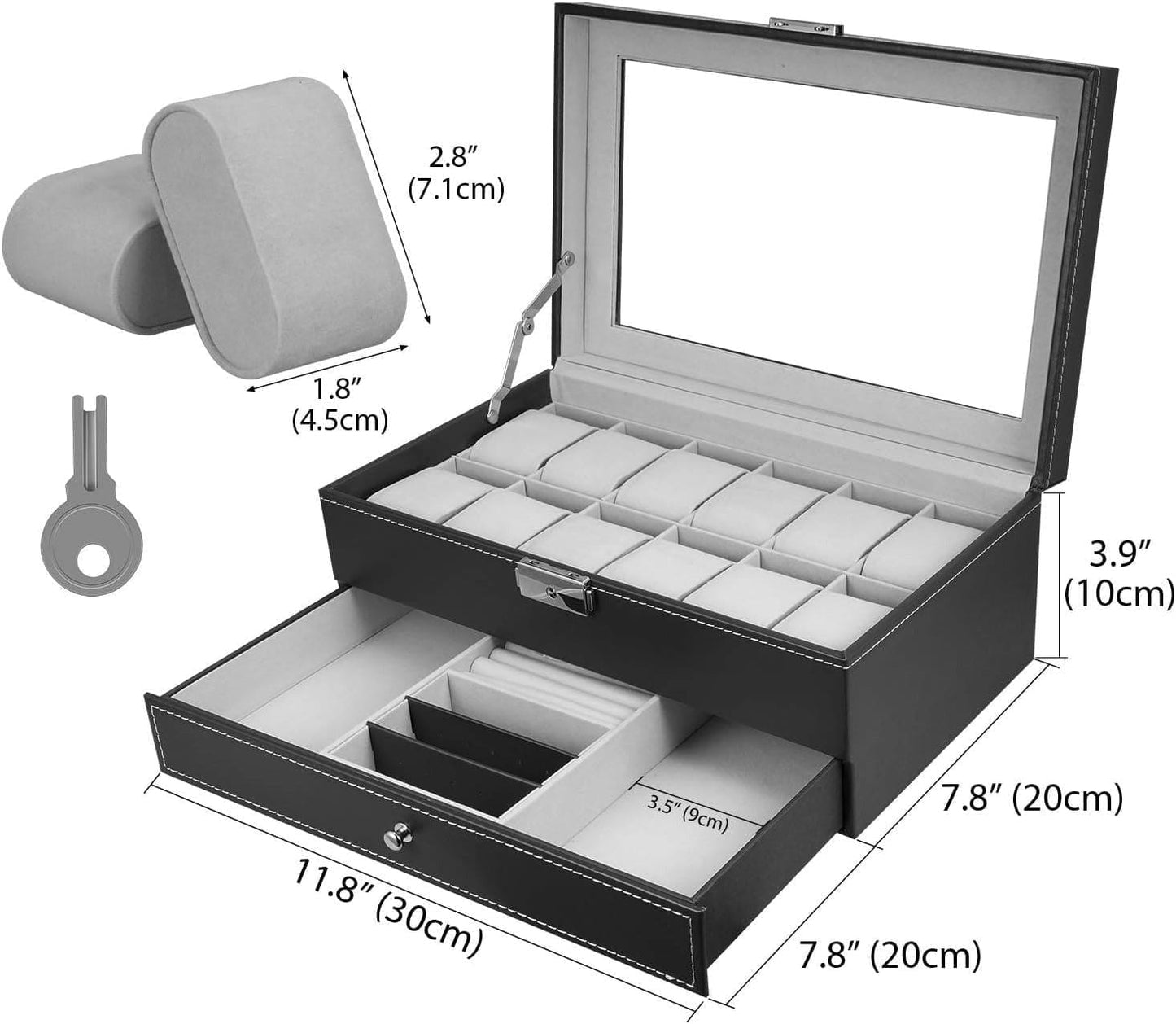12 Slot Watch and Sunglasses Organizer for Men — Jewelry Display Watch Box