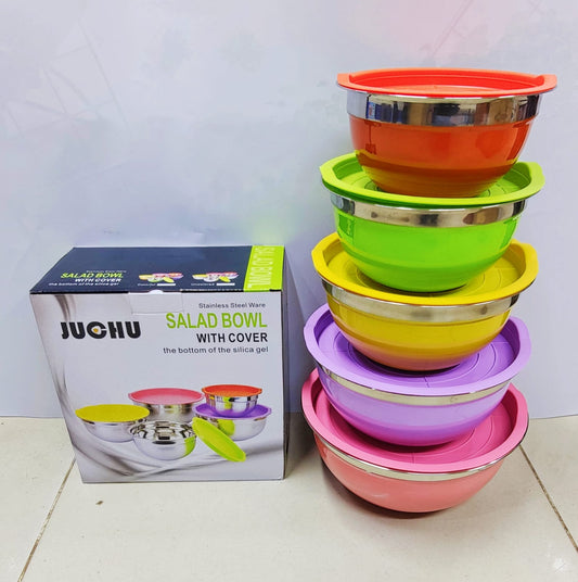 Stainless Steel Colourful 5pcs Bowl Set - Deliverrpk