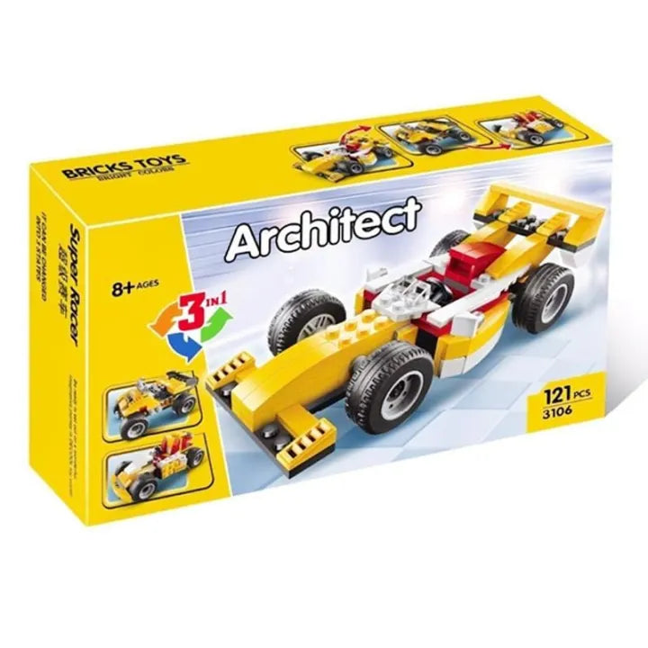 Architect Super Racer 3-in-1 Building Blocks Set – 121 Pieces