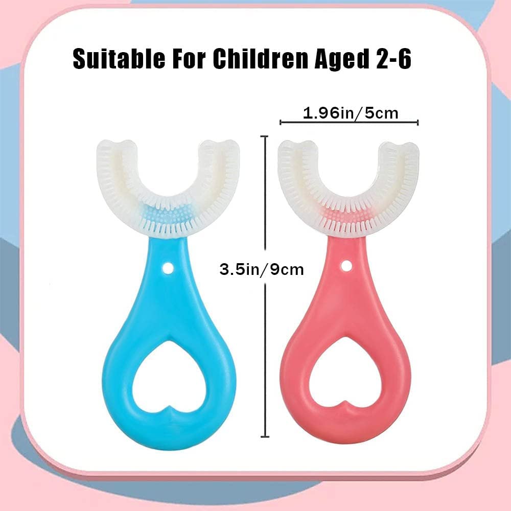 Kids U Shaped Toothbrush 360 Degrees Toddler Toothbrush Soft Silicone Brush Head Tooth Brush U Type Toothbrush for Toddlers Baby Ages 2-6 Children's Soft U-shaped Brushing - Deliverrpk