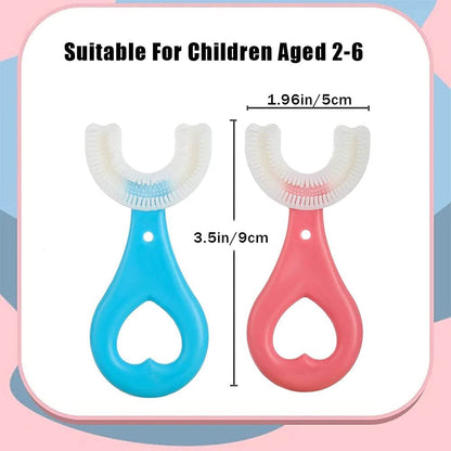 Kids U Shaped Toothbrush 360 Degrees Toddler Toothbrush Soft Silicone Brush Head Tooth Brush U Type Toothbrush for Toddlers Baby Ages 2-6 Children's Soft U-shaped Brushing - Deliverrpk