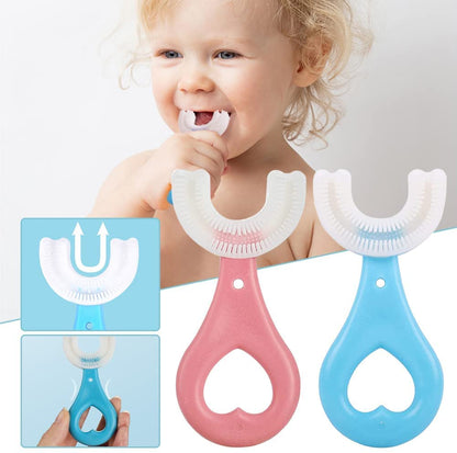 Kids U Shaped Toothbrush 360 Degrees Toddler Toothbrush Soft Silicone Brush Head Tooth Brush U Type Toothbrush for Toddlers Baby Ages 2-6 Children's Soft U-shaped Brushing - Deliverrpk