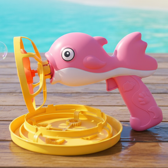 Dolphin Bubble Gun Machine Toy With Refill Solution (Random Color)